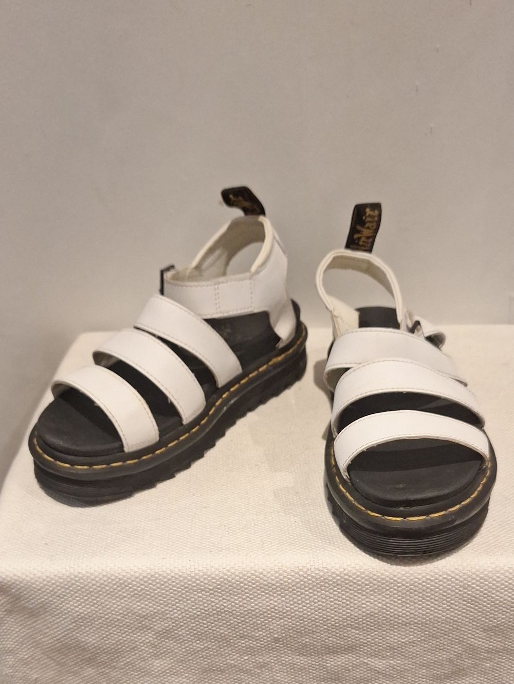 Dr. Martens White Triple-Strap Gladiator Sandals